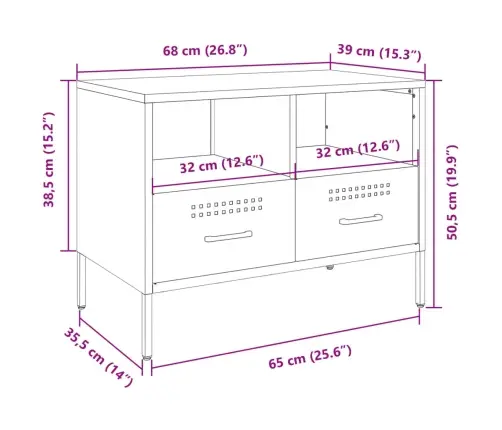 Tv Skapītis, Rozā, 68X39X50,5 Cm, Tērauds Vidaxl