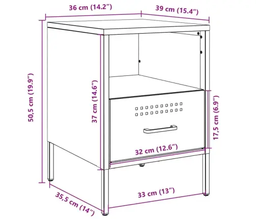 Naktsskapīši 2 Gab. Melns 36X39X50,5 Cm Tērauds Vidaxl