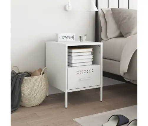 Naktsskapītis,Balts, 36X39X50,5 Cm, Tērauds Vidaxl