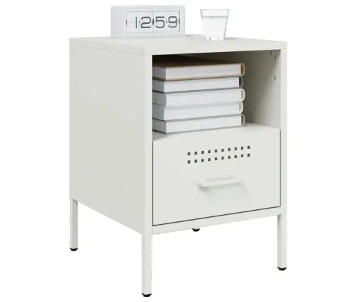 Naktsskapītis,Balts, 36X39X50,5 Cm, Tērauds Vidaxl