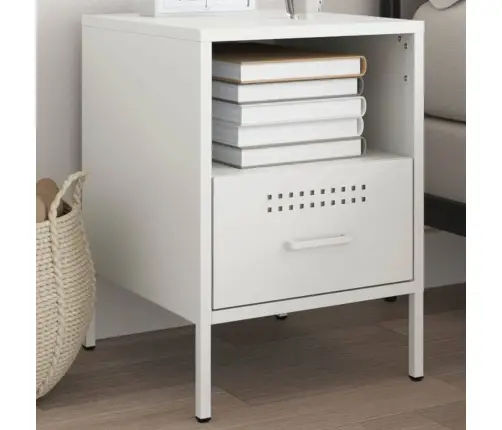 Naktsskapītis,Balts, 36X39X50,5 Cm, Tērauds Vidaxl