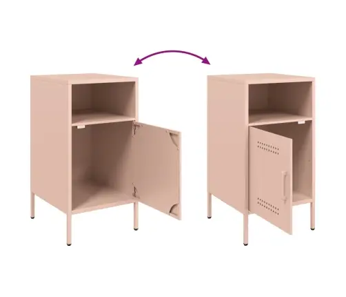 Naktinės Spintelės, 2Vnt., Rožinės Spalvos, 36X39X68cm Plienas