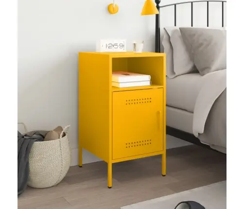 Naktsskapītis, 36X39X68 Cm, Tērauds, Sinepju Dzeltens Vidaxl Naktsskapītis, 36X39X68 Cm, Tērauds, Sinepju Dzeltens Vidaxl