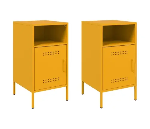 Naktsskapīši, 2 Gab., Sinepju Dzelteni, 36X39X68 Cm, Tērauds Vidaxl