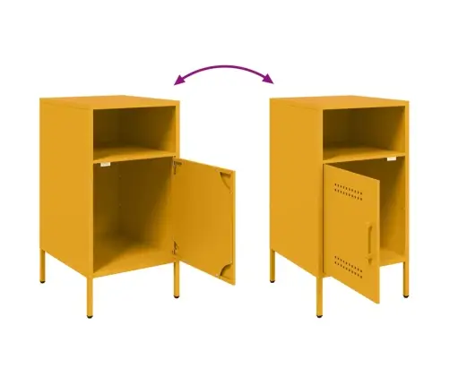 Naktsskapīši, 2 Gab., Sinepju Dzelteni, 36X39X68 Cm, Tērauds Vidaxl