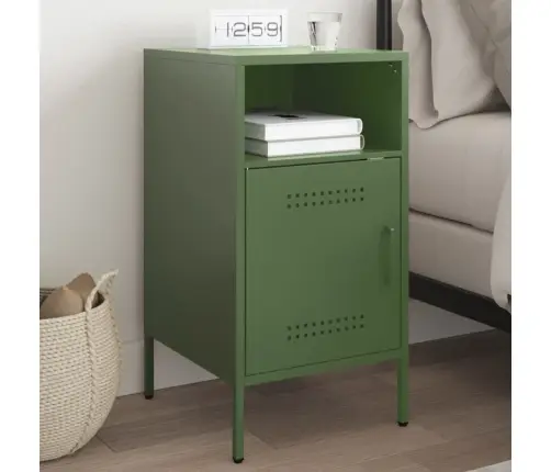 Naktsskapītis, Olīvu Zaļš, 36X39X68 Cm, Tērauds Vidaxl