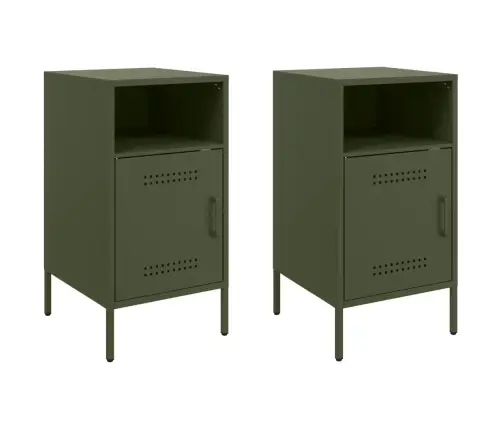 Naktsskapīši, 2 Gab., Olīvu Zaļi, 36X39X68 Cm, Tērauds Vidaxl