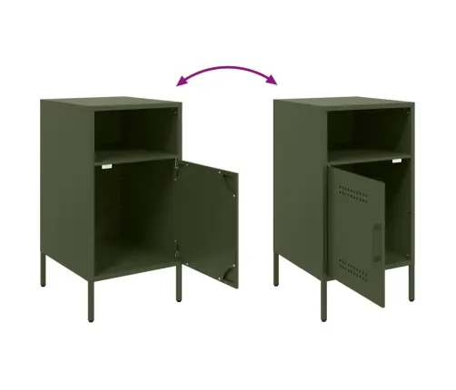 Naktsskapīši, 2 Gab., Olīvu Zaļi, 36X39X68 Cm, Tērauds Vidaxl