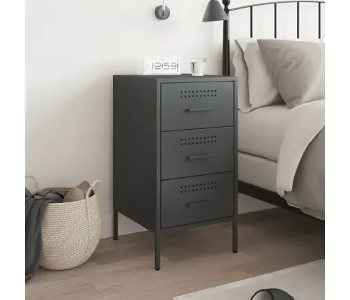 Naktsskapītis, Melns, 36X39X68 Cm, Tērauds Vidaxl