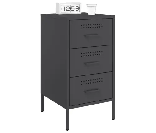 Naktsskapītis, Melns, 36X39X68 Cm, Tērauds Vidaxl