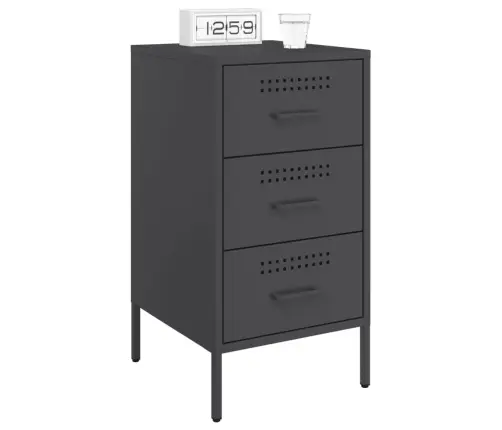 Naktinės Spintelės, 2Vnt., Juodos Spalvos, 36X39X68cm Plienas Naktinės Spintelės, 2Vnt., Juodos Spalvos, 36X39X68cm Plienas