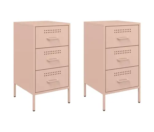 Naktsskapīši, 2 Gab., Rozā, 36X39X68 Cm, Tērauds Vidaxl