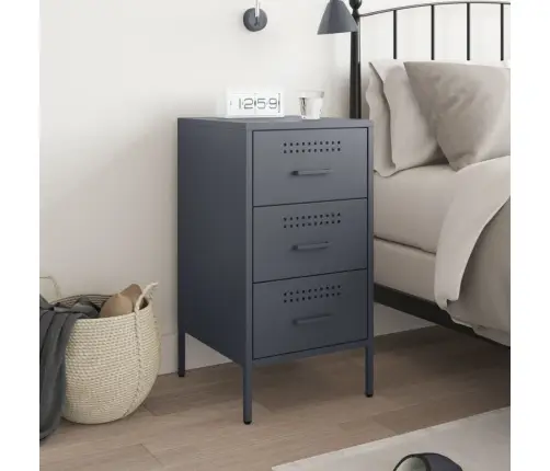 Naktsskapītis Antracītpelēks 36X39X68 Cm Tērauds Vidaxl