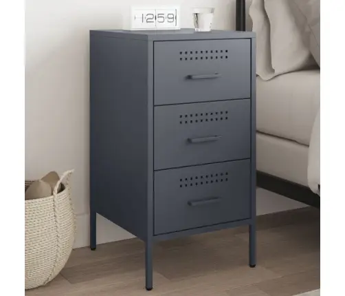 Naktsskapītis Antracītpelēks 36X39X68 Cm Tērauds Vidaxl