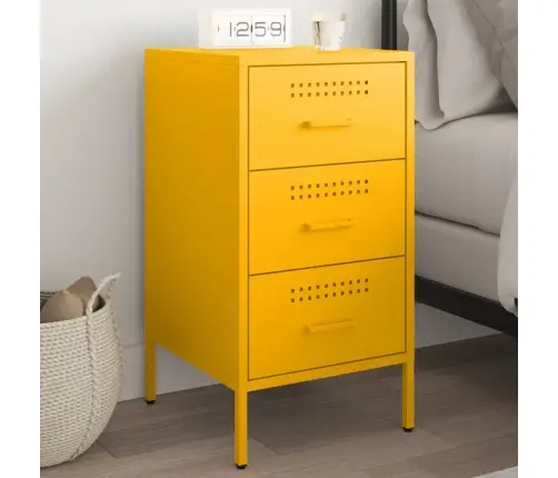 Naktsskapītis, 36X39X68 Cm, Tērauds, Sinepju Dzeltens Vidaxl