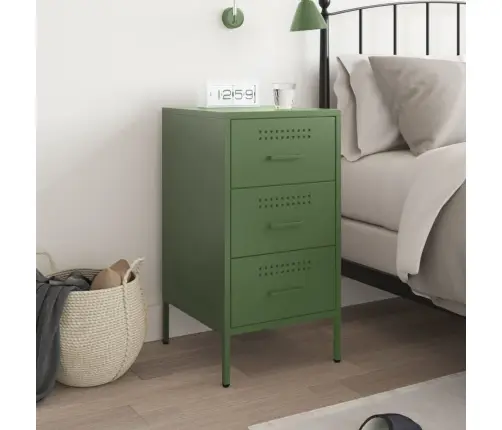 Naktsskapītis, Olīvu Zaļš, 36X39X68 Cm, Tērauds Vidaxl