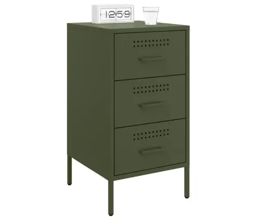 Naktsskapītis, Olīvu Zaļš, 36X39X68 Cm, Tērauds Vidaxl
