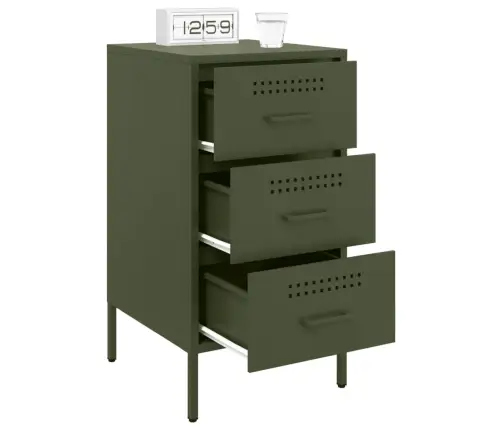 Naktsskapītis, Olīvu Zaļš, 36X39X68 Cm, Tērauds Vidaxl