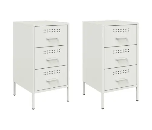 Naktsskapīši 2 Gab. Balts 36X39X68 Cm Tērauds Vidaxl