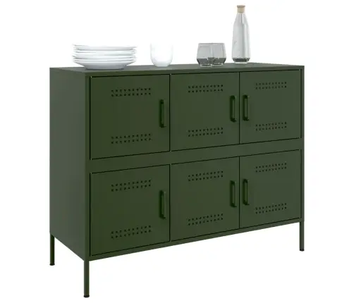 Kumode, Olīvu Zaļa, 100,5X39X79 Cm, Tērauds Vidaxl