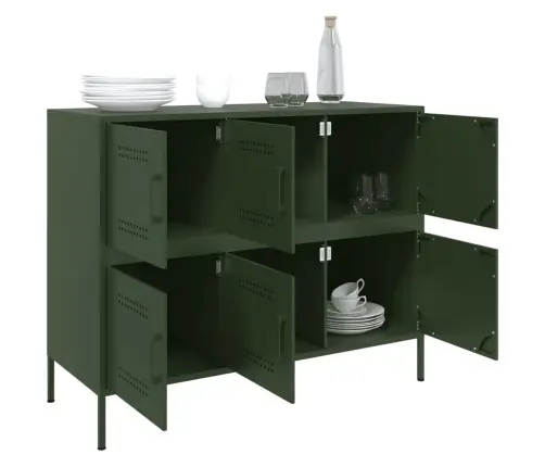 Kumode, Olīvu Zaļa, 100,5X39X79 Cm, Tērauds Vidaxl