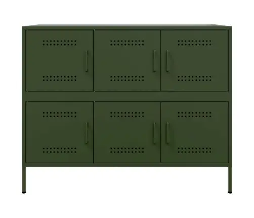 Kumode, Olīvu Zaļa, 100,5X39X79 Cm, Tērauds Vidaxl