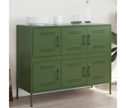 Kumode, Olīvu Zaļa, 100,5X39X79 Cm, Tērauds Vidaxl