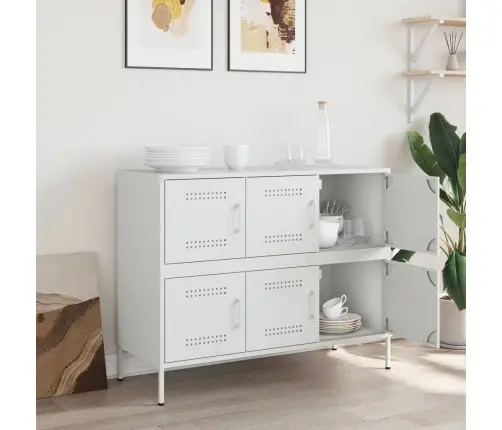 Kumode, Balta, 100,5X39X79 Cm, Tērauds Vidaxl