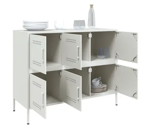 Kumode, Balta, 100,5X39X79 Cm, Tērauds Vidaxl