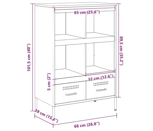 Komoda, Juodos Spalvos, 68X39X101,5cm Plienas Komoda, Juodos Spalvos, 68X39X101,5cm Plienas