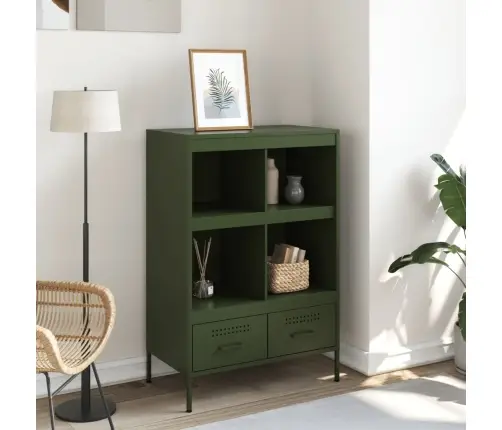 Kõrge Kapp, Oliiviroheline, 68X39X101,5 cm Teras