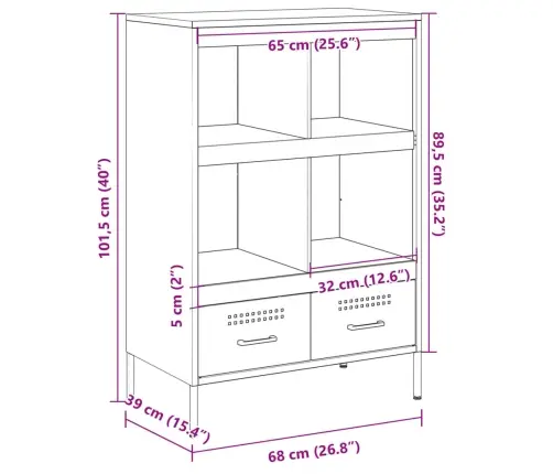 Kõrge Kapp, Oliiviroheline, 68X39X101,5 cm Teras