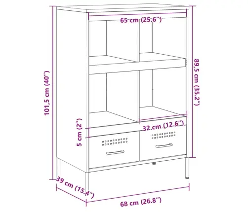 Kõrge Kapp, Valge, 68 X 39 X 101,5 cm Teras