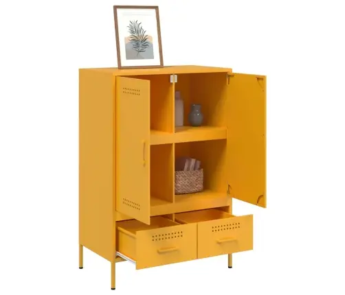 Kõrge Kapp, Sinepikollane, 68X39X101,5 cm Teras