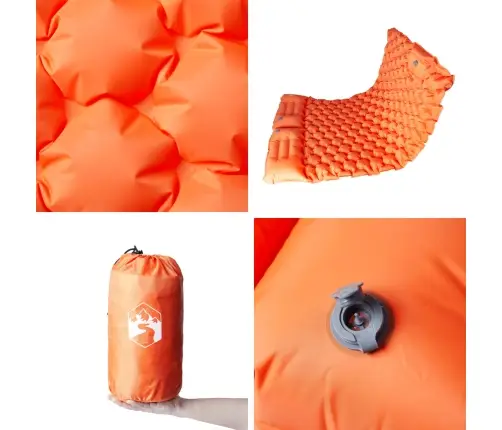 Pašpiepūšams Kempinga Matracis, Spilveni, Divvietīgs, Oranžs Vidaxl