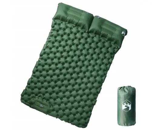 Pašpiepūšams Kempinga Matracis, Spilveni, Divvietīgs, Zaļš Vidaxl