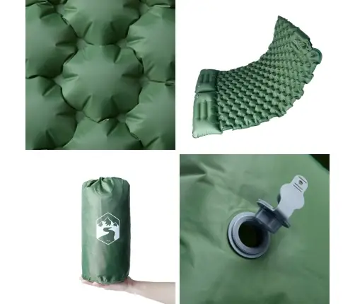 Pašpiepūšams Kempinga Matracis, Spilveni, Divvietīgs, Zaļš Vidaxl