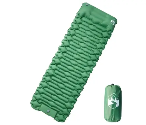 Pašpiepūšams Kempinga Matracis, Spilvens, Vienvietīgs, Zaļš Vidaxl