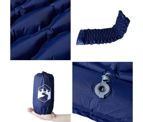 Pašpiepūšams Kempinga Matracis, Spilvens Vienvietīgs Tumši Zils Vidaxl