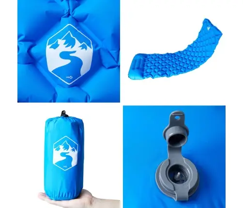 Pripučiamas Čiužinys Su Pagalve, Mėlynas, Vienvietis