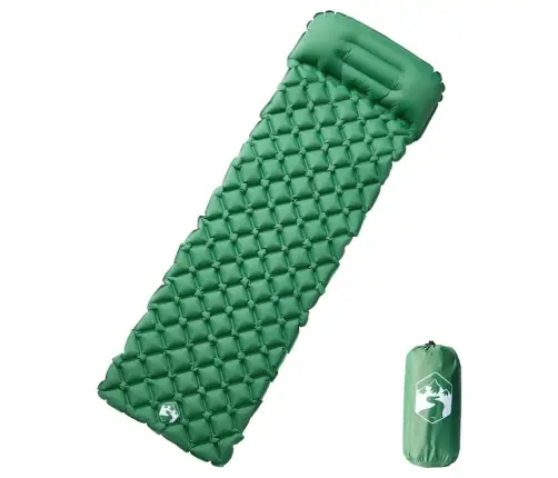 Piepūšams Kempinga Matracis, Spilvens, Vienvietīgs, Zaļš Vidaxl