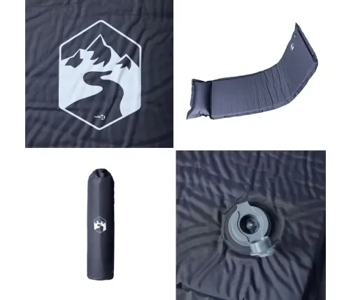 Pašpiepūšams Kempinga Matracis, Spilvens, Vienvietīgs, Pelēks Vidaxl