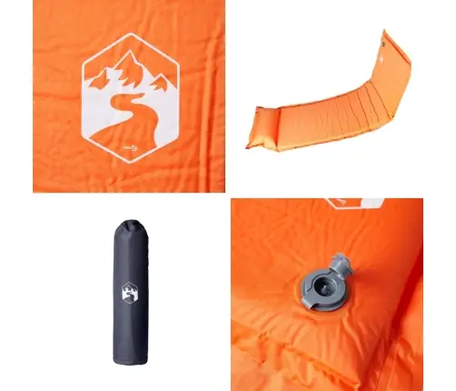 Pašpiepūšams Kempinga Matracis, Spilvens, Vienvietīgs, Oranžs Vidaxl