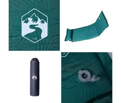 Pašpiepūšams Kempinga Matracis, Spilvens, Vienvietīgs, Zaļš Vidaxl