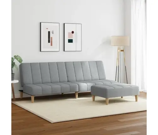 2-Vietīga Dīvāngulta Ar Kāju Balstu, Gaiši Pelēks Audums Vidaxl 2-Vietīga Dīvāngulta Ar Kāju Balstu, Gaiši Pelēks Audums Vidaxl