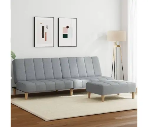 2-Vietīga Dīvāngulta Ar Kāju Balstu, Gaiši Pelēks Audums Vidaxl 2-Vietīga Dīvāngulta Ar Kāju Balstu, Gaiši Pelēks Audums Vidaxl