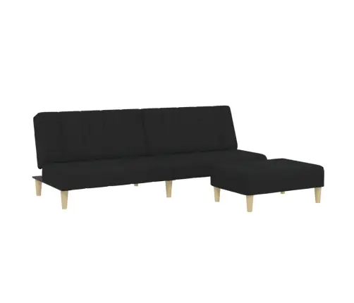 Dvivietė Sofa-Lova Su Pakoja, Juodos Spalvos, Audinys