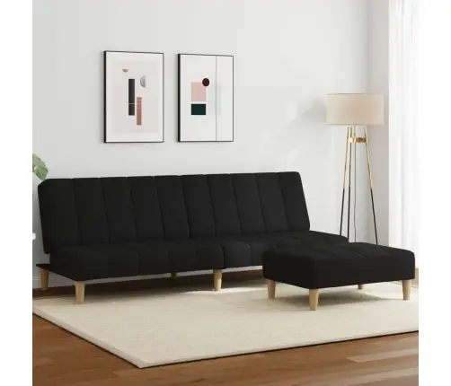 Dvivietė Sofa-Lova Su Pakoja, Juodos Spalvos, Audinys