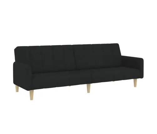 2-Vietīga Dīvāngulta Ar Kāju Balstu, Melns Audums Vidaxl