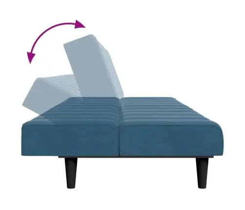 2-Vietīga Dīvāngulta Ar Kāju Balstu, Zils Samts Vidaxl